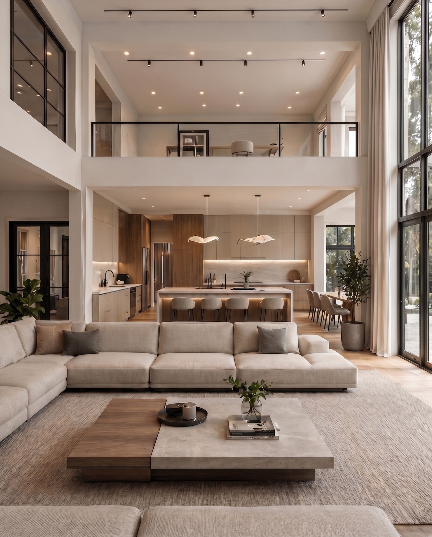 Randare Living 2 scaled - Arta de a trăi frumos: Palm Residence Pipera, locul unde natura și luxul contemporan se întâlnesc