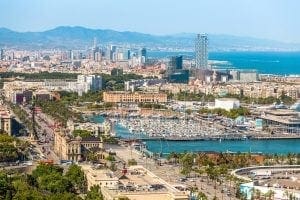 spania 300x200 - Aeria view of barcelona city and beach ,Spain