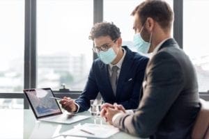 office new normal men wearing medical mask covid 19 copy 300x200 - Office in new normal, men wearing medical mask covid 19