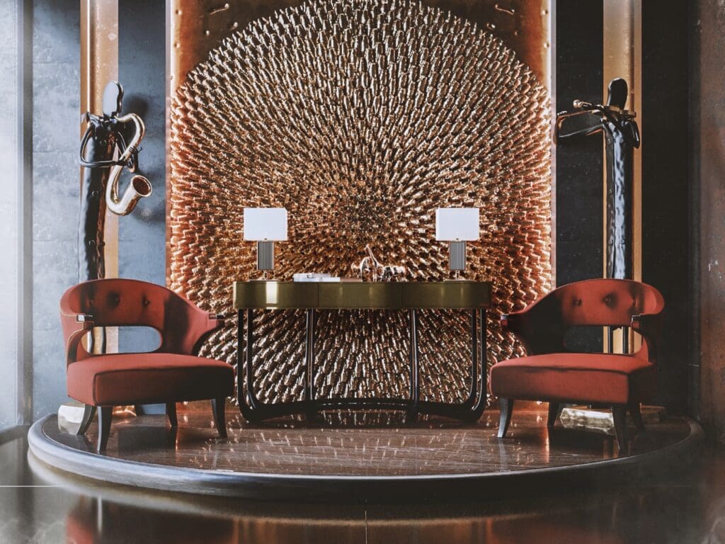 24 RECEPTION COUNTER 01 copy 1024x768 - Penthouse-ul din Dubai cu o amenajare armonioasă între clasic și modern
