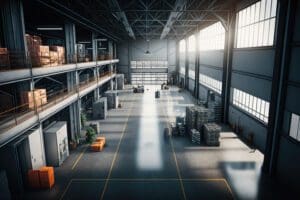 interior large logistics warehouse ai generative 300x200 - Interior of a large logistics warehouse. Ai generative